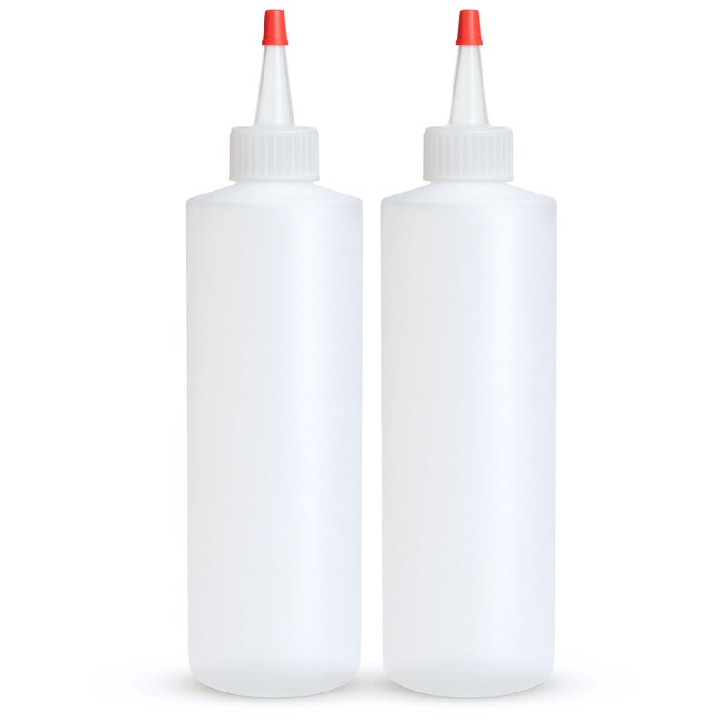 BRIGHTFROM Condiment Squeeze Bottles, 8 OZ Empty Squirt Bottle, Red Top Cap, Leak Proof - for Ketchup, Mustard, Syrup, Sauces, Dressing, Oil, Arts & Crafts, BPA FREE Plastic - Perfect for Kitchen - 2 PACK - Image 1